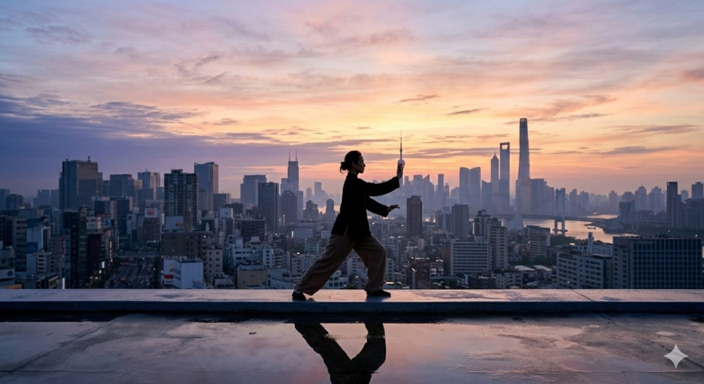 現代の日常生活に溶け込む楊式太極拳の精神。
