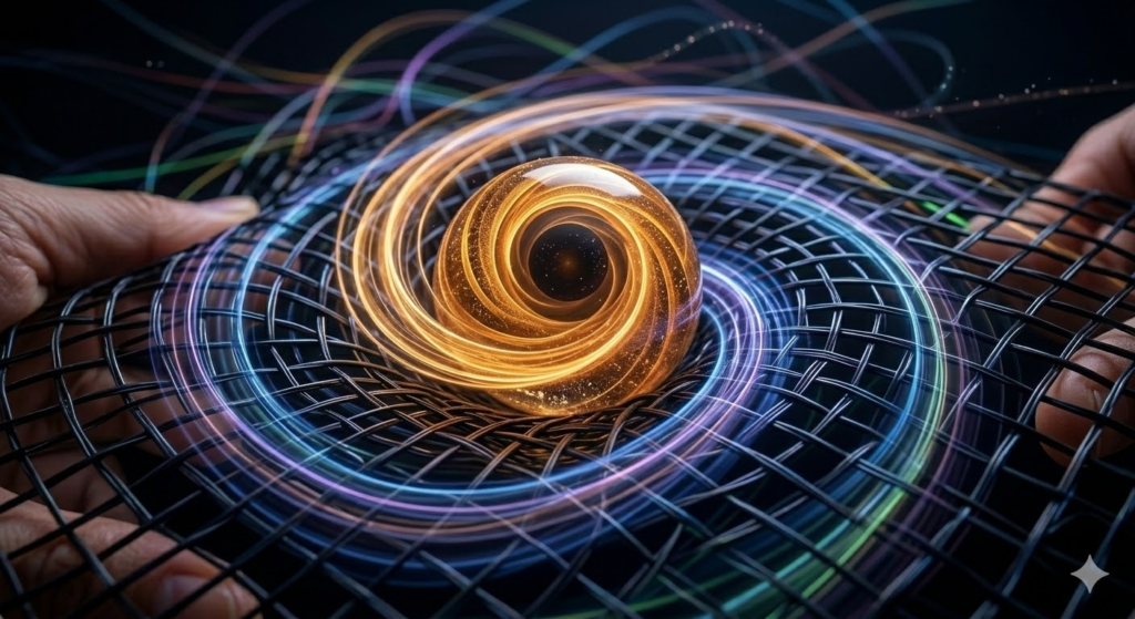 太極柔力球の「引進落空」を象徴する、ボールとラケットの柔らかな接触。