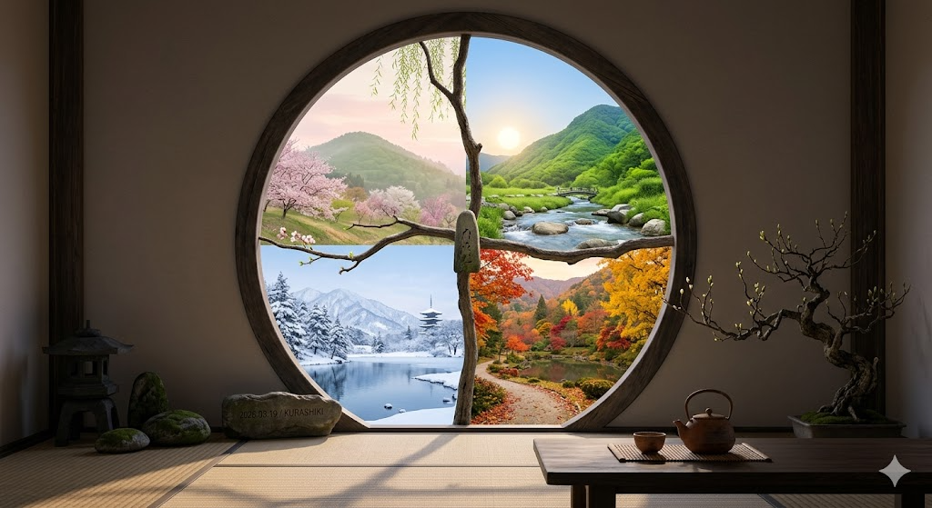 四季の移ろいと調和する身体文化のイメージ。