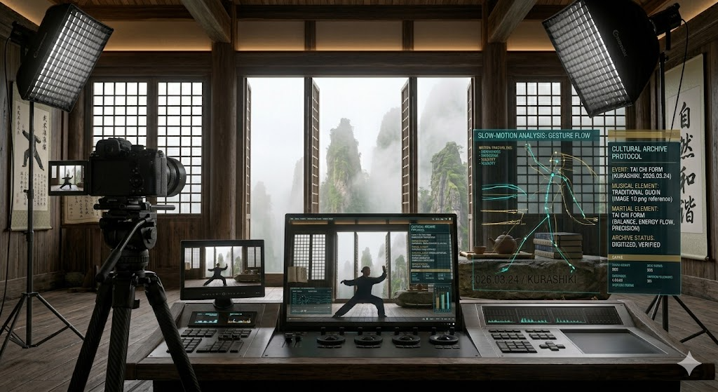 最新技術を用いて演武の美しさを記録し、アーカイブする現場の様子。