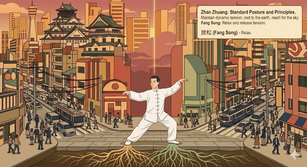 立禅(りつぜん)の正しい姿勢とイメージ