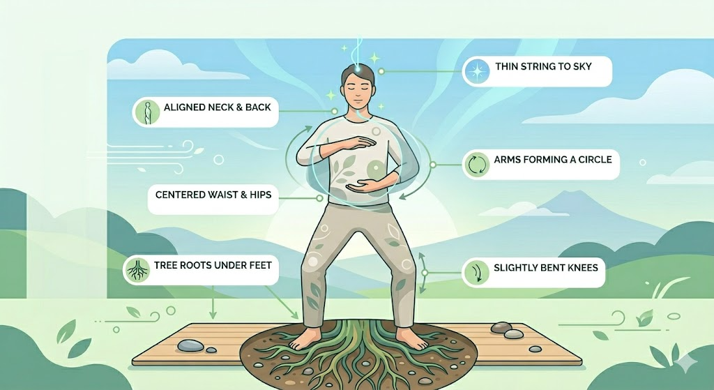 立禅をする男性のイラスト