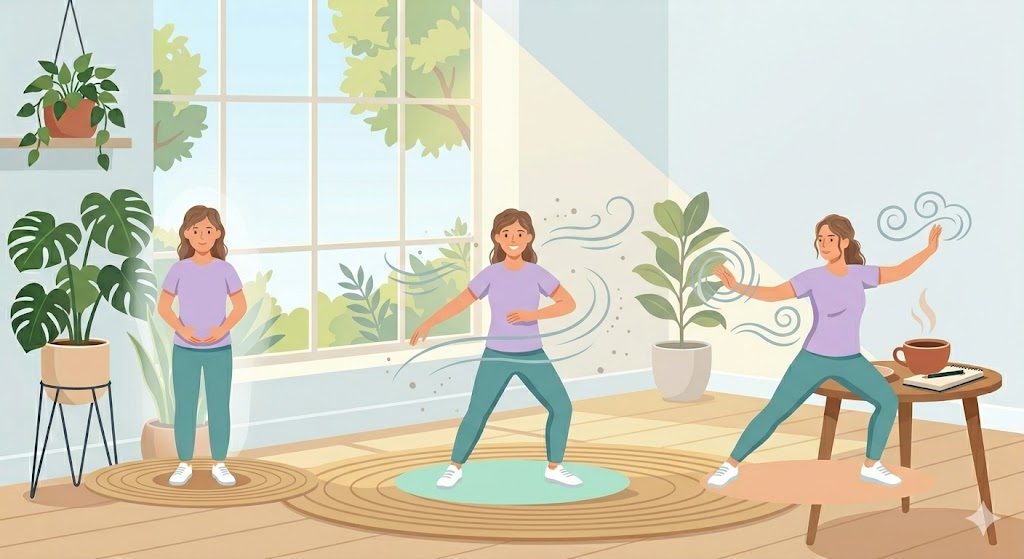 朝10分の太極拳モーニングルーティンの基本3ステップのイメージ