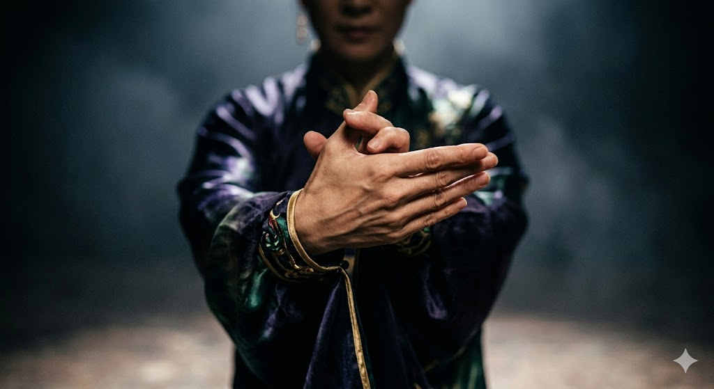 演武者の指先と眼差しに宿る洗練された身体技法