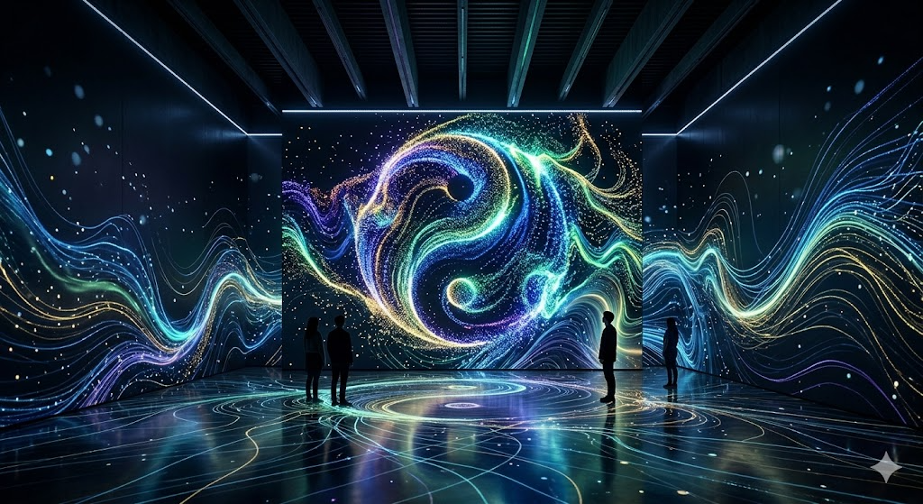 流動するエネルギーを可視化したデジタル没入型アート