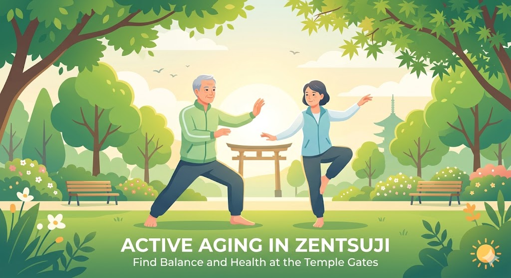 公園で太極拳を楽しむ50代・60代のカップル